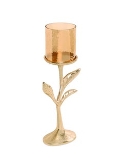 Buy Zeno Pillar Candle Holder, Gold - 15x35 cm in UAE