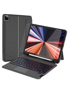 Buy Smart Keyboard Folio Combo for iPad 10.2/ Air 10.5 7th 8th 9th gen 2019/2020/2021 with Detachable Backlit Keyboard Trackpad and Smart Connector English & Arabic with Screen Protector in Elegant Black in UAE