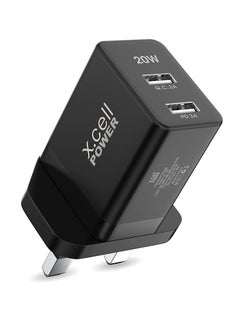 Buy 20W USB C PD Fast Charger, Dual Port Type-C QC3.0 Wall Adapter UK Plug, compatible with iPhone 13/12/12 Mini/12 Pro/12 Pro Max, Galaxy- Black in UAE