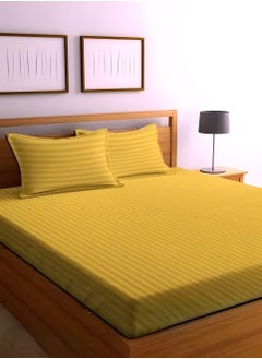 Buy Fitted Bed Sheet +2Pcs Pillow Covers, King/Queen/Double/Single Sizes, Color Gold in UAE