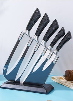 اشتري 6 Piece Premium Stainless Steel Hollow Handle Knife Set with Elegant Acrylic Knife Holder – Essential Culinary Tools for Precision Cutting and Stylish Kitchen Display في الامارات