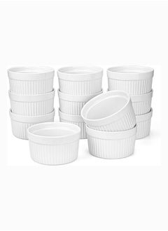 Buy 12 Pieces Ceramic Ramekins 12Oz White Souffle Oven Safe Stoneware Bakeware Porcelain Ramekin Set Serving For Sauces Dipping Onion Soup Lava Cake Flan Creme Brulee Pudding Mini Custard Dishes in UAE