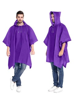 Buy Portable EVA Raincoats for Adults, Reusable Rain Ponchos with Hoods and Sleeves Lightweight Raincoats for Lightweight for Adults, Emergency, Camping in UAE