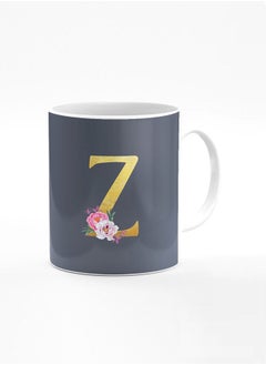 Buy Stylizedd Designer Printed Coffee Mug 11oz Ceramic Personalised Gift Mugs Cup -Custom Monogram Initial Letter Floral Pattern Alphabet - Z ( Bright Grey ) in UAE