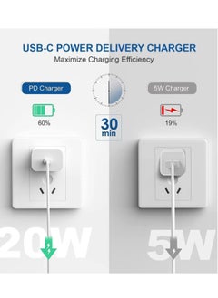 Buy 20W PD Charger for iPhone 14 | iPhone 14 Pro with Charger Adapter with C Type Cable Compatible for iPhone 13 Charger | iPhone 12 | iPhone 11 | iPhone X | 8 Series and Later(Adapter+Cable)-White in UAE