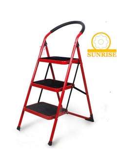 Buy Ladder 3 Step Foldable Ladder Folding Step Stool with Wide Anti Slip Pedal Home Steps Sturdy Steel Ladder Handy Handle Portable Steel Step Stool in UAE