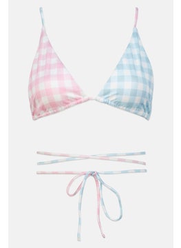 Buy Women Gingham Pattern Bikini Top, Pink Combo in UAE