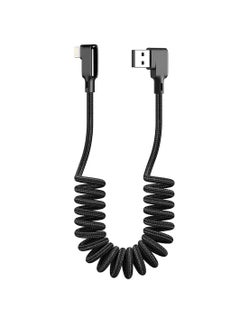 Buy Coiled Charging Cable, for Car offices and bedrooms, Right Angle Design Gaming LED Cord 6ft/1.8m Elastic Nylon Cable, Charge and Sync for Phone XS/XS Max/XR, Pad Pro Air 2 and More in UAE