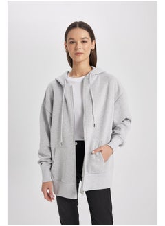 اشتري Woman Oversize Fit Hooded Long Sleeve Knitted Cardigan في مصر