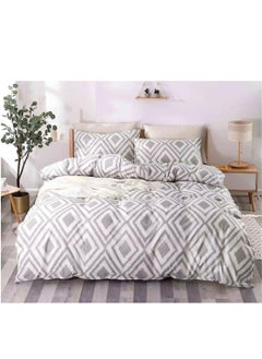 اشتري King Size Stylish Comforter Set, 100% Cotton Multicolor, Fitted Bedsheet 6Pcs set, 220x240cm في الامارات