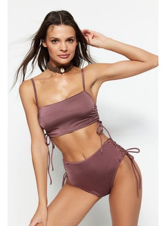 Buy Brown Piping High Waist Bikini Bottom TBESS22BA0044 in Egypt