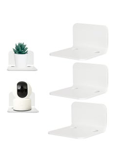 Buy Acrylic Small Wall Shelf Set of 3 Wall Mount Holder with 2 Types of Installation for Security Cameras Baby Monitors Speakers Easy to Install No Drill in Saudi Arabia