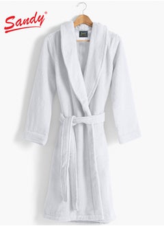 Buy SANDY Luxury Cotton 100% Shawl Bathrobe, Unisex Plush Robe, Perfect for Spa and Shower, XL/2XL Size, White in Saudi Arabia