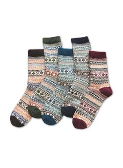Buy 5 Pairs Winter Men's Socks Thicken Sheep's Wool Socks Warm Men Retro Style Colorful Fashion Man Socks in UAE