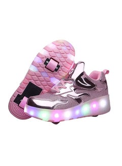 Buy Lighting Skate Shoes for Unisex Kids with Adjustable Removable Wheels Flashing Lights Rechargeable USB Cable in Saudi Arabia