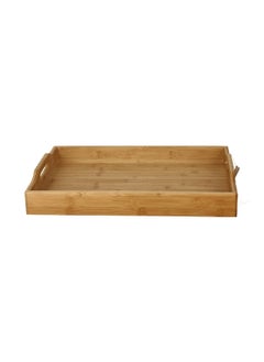 Buy Elegant Design Rectangular Bamboo Serving Tray with Handle Brown 7 x 34 x 47 cm G19-X115 in Saudi Arabia