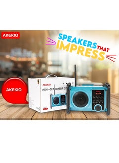 Buy AKEKIO MINI GENERATOR MG01 WIRELESS BLUETOOTH SPEAKER WITH 4000MAH BATTERY TO REVERSE CHARGE YOUR MOBILE AND BUILTIN TORCH AND FM WITH TFT CARD SUPPORTED in Saudi Arabia