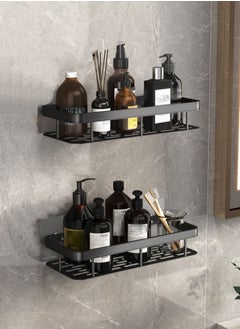 Buy 2-Piece Bathroom Shelf Shower Shampoo Soap Organizer Wall Mounts Storage Rack Black 31.5 x 14 x 5 cm in UAE