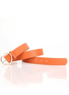 اشتري Sweet And Elegant Love Pearl Pin Button Ladies Belt 105cm Orange في الامارات