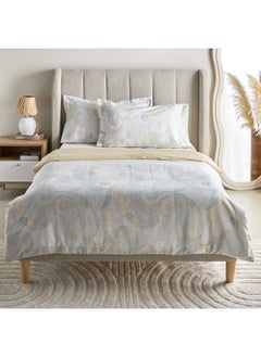 اشتري Houston Daisley 3-Piece Printed Cotton Twin Duvet and Quilt Cover Set 220 x 150 cm في الامارات