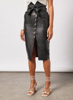 Buy High Waist Faux Leather Skirt in Saudi Arabia