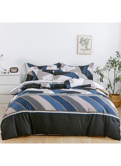 Buy 6-Piece Double Size Duvet Cover Set|1 Duvet Cover + 1 Flat Sheet + 4 Pillow Cases|Microfibre|BISCAY in UAE