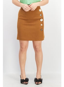 اشتري Women Regular Fit Plain Pull On Mini Skirt, Brown في الامارات