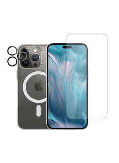 Buy AirSkin 3in1 Case iPhone 15 Pro Max Clear MagSafe CaseTempered GlassLens Protector in Saudi Arabia