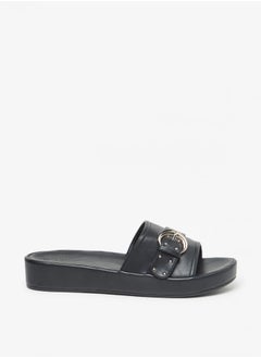 اشتري Womens Buckle Embellished Slide Sandals في السعودية