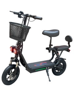 Buy Black Electric Scooter with Front Basket and 2 Seats, 48V Battery in Saudi Arabia