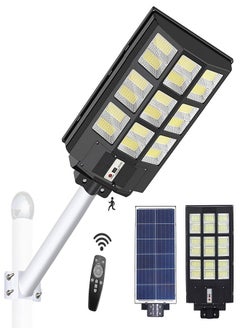 Buy 800W Solar Street Lights Outdoor, Motion Sensor Led Solar Outdoor Lights with Remote Control & Arm Pole, 6500K 80000LM IP66 Waterproof Dusk to Dawn Solar LED Lights Lamp for Garden Yard in Saudi Arabia