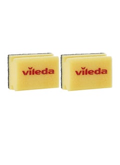 Buy Glitzi Crystal Scourer Sponge 2 Pc, Antibacterial, Long Lasting, Hygienic - Yellow And Black (2 Pc Per Pack) Yellow in UAE