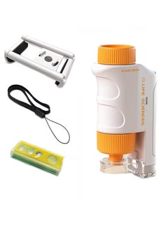 اشتري 80X-160X LED Lighted Pocket Microscope, Portable Mini Microscope, Handheld Miniscope,  for Microbiological Observation Home Study Educational Supplies, with Sliders Kit for Kids (Orange) في السعودية