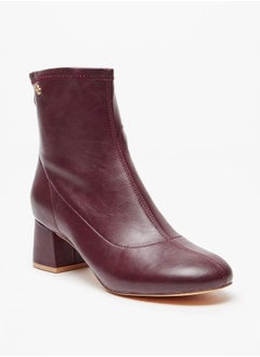 اشتري Women's Solid Ankle Boots with Zip Closure and Block Heels في الامارات