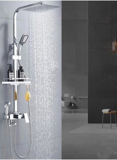 Buy 1-Set Shower System Triple Function Bathroom Shower Faucet Rainfall Shower Head with Handheld Adjustable Complete Set Tub Spout Wall Mount Tap Set Silver in UAE