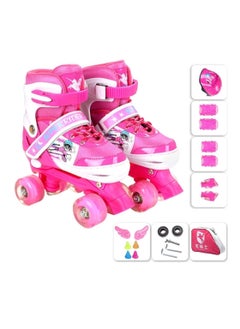 Buy 4 Wheels Skate Shoes Each Row 2 Wheels Roller Skates Shoes Adjustable Size For Boys Girls in Saudi Arabia