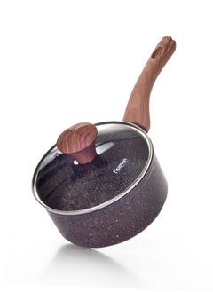 اشتري Saucepan Magic Brown 16x7.8cm/1.4 Ltr With Glass Lid With Induction Bottom (Aluminium With Non-Stick Coating) في الامارات