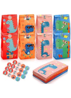 Buy 20Pcs Dinosaur Pattern Party Bag Gifts And Treats Paper Bags with 24 Pieces Stickers in UAE