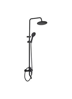 Buy Danube Home Sam Rain Shower Complete Set Round Shape, Brass Shower Column Head Complete Set Rain Shower With Single Handle Faucet, Handheld Shower And Slide L 75.5 x W 34 x H 72 Cm Black in UAE