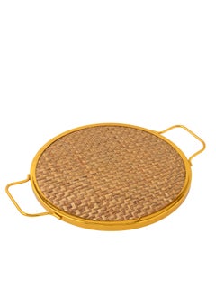 Buy A round porcelain tray with two handles and an iron frame in Saudi Arabia