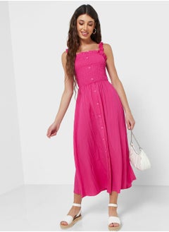 Buy Square Neck Button Detail Dress in UAE