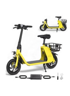 Buy High Quality Foldable Electric Scooter with Seat and Rear Basket, 450W Motor, 36V 8AH Battery, 25-35 KM/h Speed, Carbon Alloy Frame, 12.5 Inches Tires, Disk Brakes, Unisex Comfortable E-Scooter for Adults in UAE