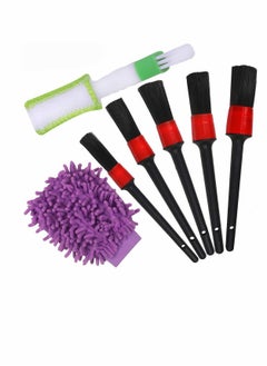 اشتري Car Detailing Brushes Set with Car Wash Mitt, Automotive Detail Cleaning Brushes Auto Car Detail Cleaning Brushes for Cleaning Engine Bay, Wheels, Emblems, Leather, Air Vents في السعودية