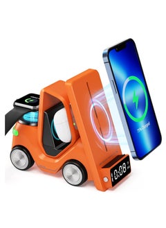 Buy Wireless Charger 5 in 1 with Alarm Clock 15W (Orange) in Egypt