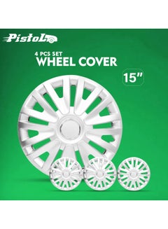 Buy 15 Inch Wheel Hubcaps Set of 4 Pcs Automotive Hub Wheel Cap with Universal Snap-On Rings Wheel Cover - Pistol WJ-5063-A-15 in Saudi Arabia