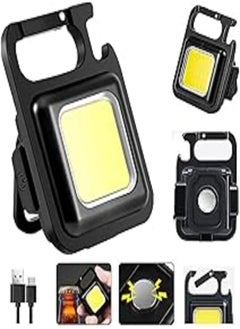 Buy Ivylovme Mini COB Keychain Light, Rechargeable Small LED Flashlight, 800 Lumen, Portable 4 Light Modes Pocket with Folding Bracket Bottle Opener & Magnet Base, Emergency Camping Fishing Walking Work in Egypt