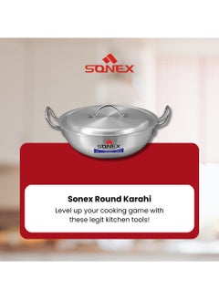 اشتري Sonex Anodize Round Karahi Set Premium Aluminum Round Wok, Anodized, Even Heating, Aluminum Round Handles For Firm Grip, Long Lasting Construction, Easy to Clean, Multiple Sizes Available في الامارات