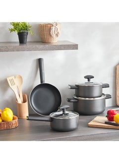 Buy Lisbon 9-Piece Non-Stick Cookware Set 30x0.8x30 cm in Saudi Arabia