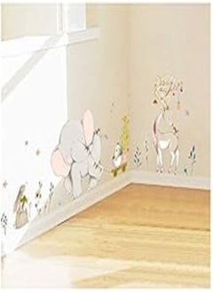 اشتري Lively forest Cute Animals Rabbit Elk Happy Baby Elephant Wall Sticker Kids Nursery Baby Room Decor في مصر