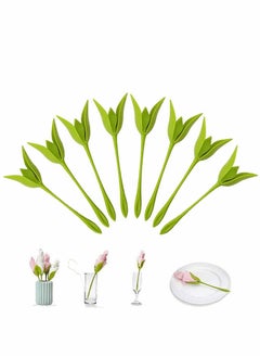 Buy Napkin Holders Design Bloom Napkin Holders for Tables, Green Stemmed Plastic Twist Flower Buds Serviette Holders Arrangements Folders Bloom Flowers Floral Green Design for Tables 8 Pack in Saudi Arabia